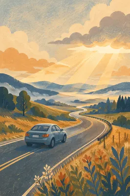 Hopeful Scenic Highway Journey at Sunrise