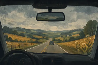 Scenic Rural Highway Road Trip View