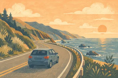 Coastal Highway Road Trip at Golden Hour