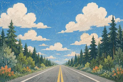 Scenic Rural Highway Under Hopeful Sky