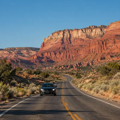 Desert Highway Road Trip Through Red Cliffs