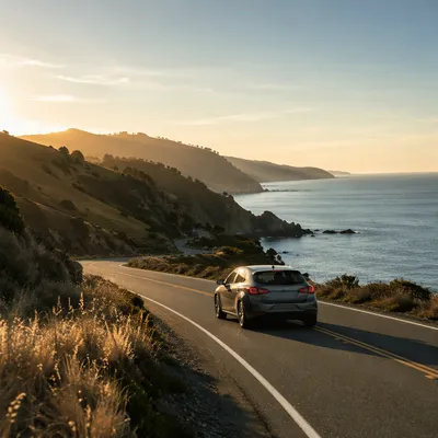 Coastal Highway Drive at Golden Hour