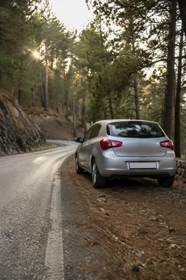 Silver Hatchback on Scenic Mountain Highway