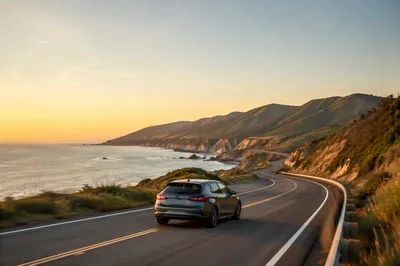 Coastal Highway Drive at Golden Hour
