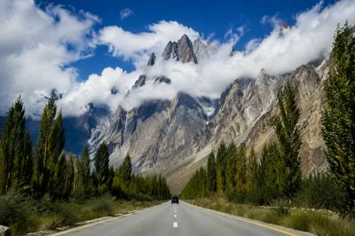 Scenic Highway Through Alpine Mountain Valley