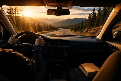 Golden Hour Mountain Highway Pilgrimage Drive