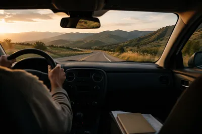 Golden Hour Scenic Highway Road Trip