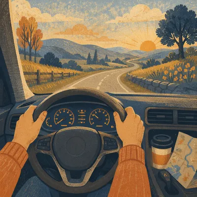 Quiet Morning Road Trip Dashboard View