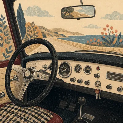 Vintage Car Dashboard Travel Close-Up