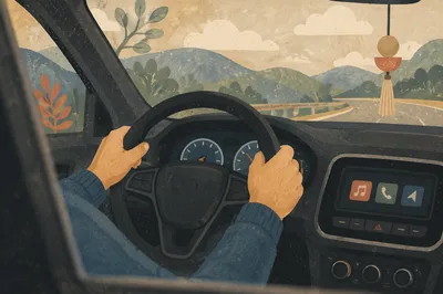 Calm Road Trip Car Interior View