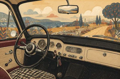 Vintage Car Interior for Nostalgic Travel