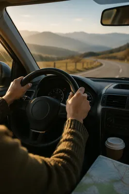 Peaceful Morning Road Trip Car Interior