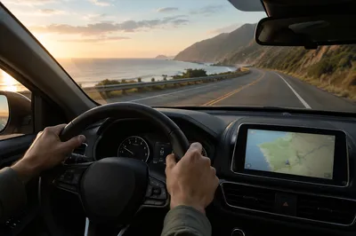 Sunrise Coastal Drive From Behind the Wheel