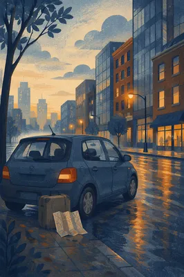 Early Morning City Road Trip Start