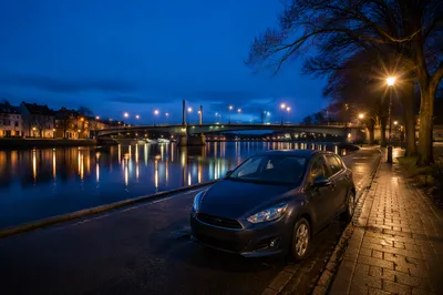 Blue Hour Car by Riverside Street