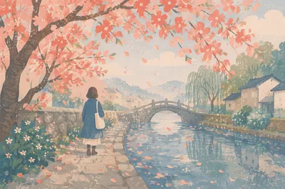 Cherry Blossom Canal Walk in Spring