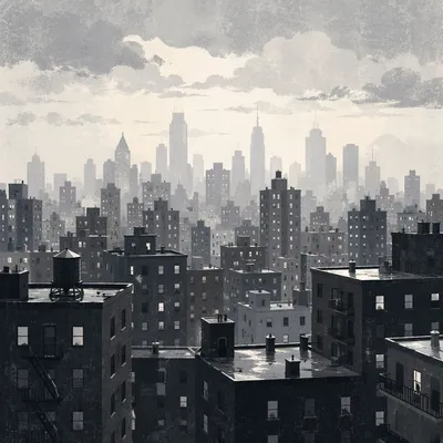 Misty Modern City Skyline Travel Panorama
