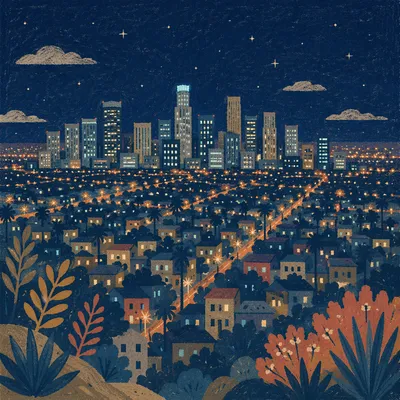 Nighttime Urban Skyline Travel Panorama
