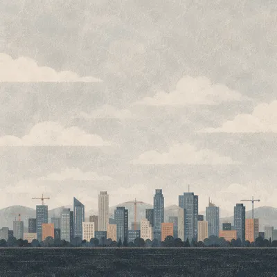 Minimal Monochrome City Skyline Panorama