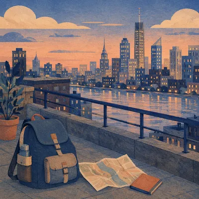 Blue Hour City Skyline Travel Panorama