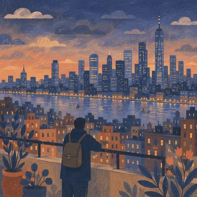 Blue Hour City Skyline Traveler Panorama