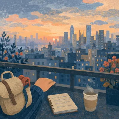 Hopeful Blue Hour City Travel Panorama