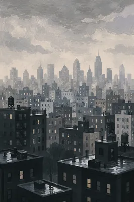 Misty Modern City Skyline Travel Panorama