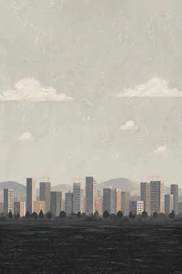 Minimal Black and White City Skyline Panorama