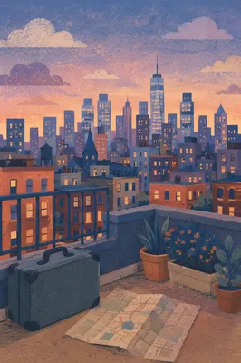 Blue Hour City Skyline Travel Panorama