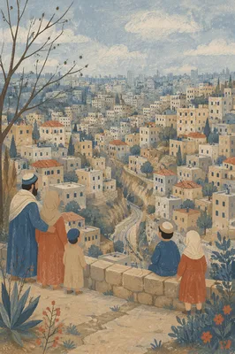 Hillside Urban Panorama in Soft Winter Haze