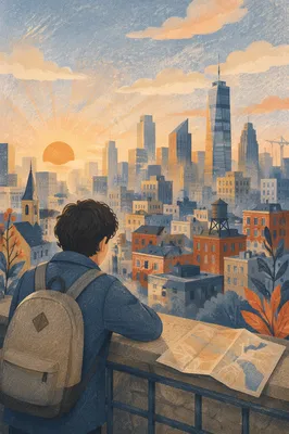 Hopeful Dawn Over Urban Skyline