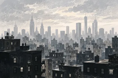 Misty Urban Skyline Travel Panorama