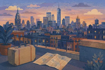Blue Hour City Skyline Travel Panorama