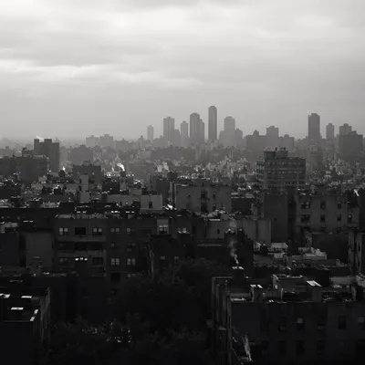Moody Black and White City Skyline Panorama