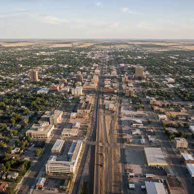 Aerial City Panorama With Central Avenue