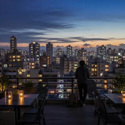 Serene Blue Hour City Skyline Traveler