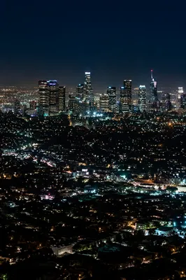 Nighttime Downtown Skyline from Hillside Viewpoint