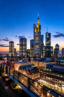 Blue Hour Modern City Skyline Panorama
