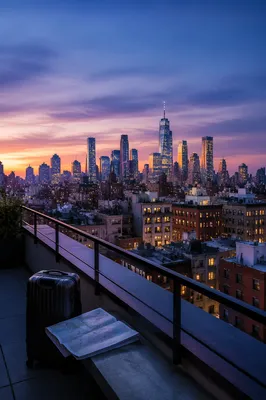 Blue Hour City Skyline Travel Panorama
