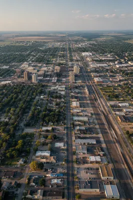 Hazy Aerial City Skyline Travel Panorama