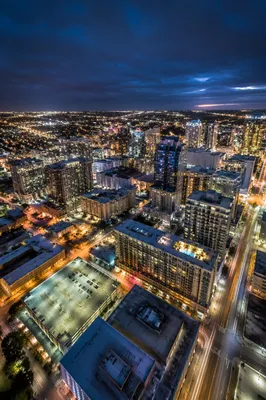 Blue Hour Downtown Skyline Travel Panorama