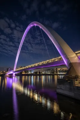 Night Urban Waterfront Bridge Panorama