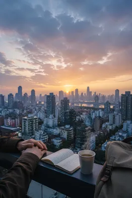 Blue Hour City Skyline Travel Panorama