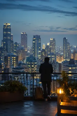 Serene Blue Hour Urban Skyline Travel View