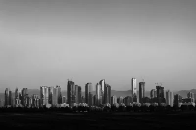 Monochrome Modern City Skyline Panorama