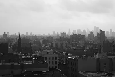 Moody Black and White City Skyline Panorama