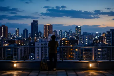 Serene Blue Hour Urban Travel Panorama