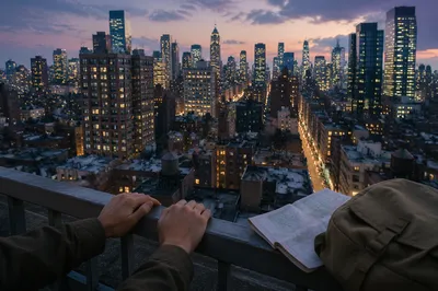 Quiet Rooftop View Over Twilight City
