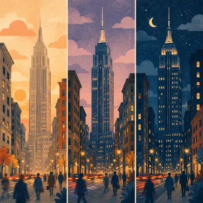 City Skyline Sunset Golden Hour Panorama