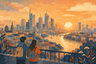 Golden Hour City Skyline Panorama
